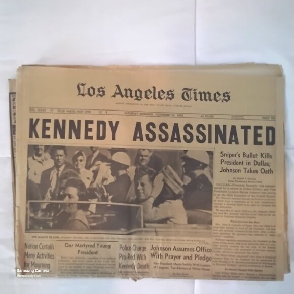 KENNEDY ASSASSINATED Original L.A. Times Newspaper Cover Nov. 23, 1963 Vintage - Picture 4 of 4